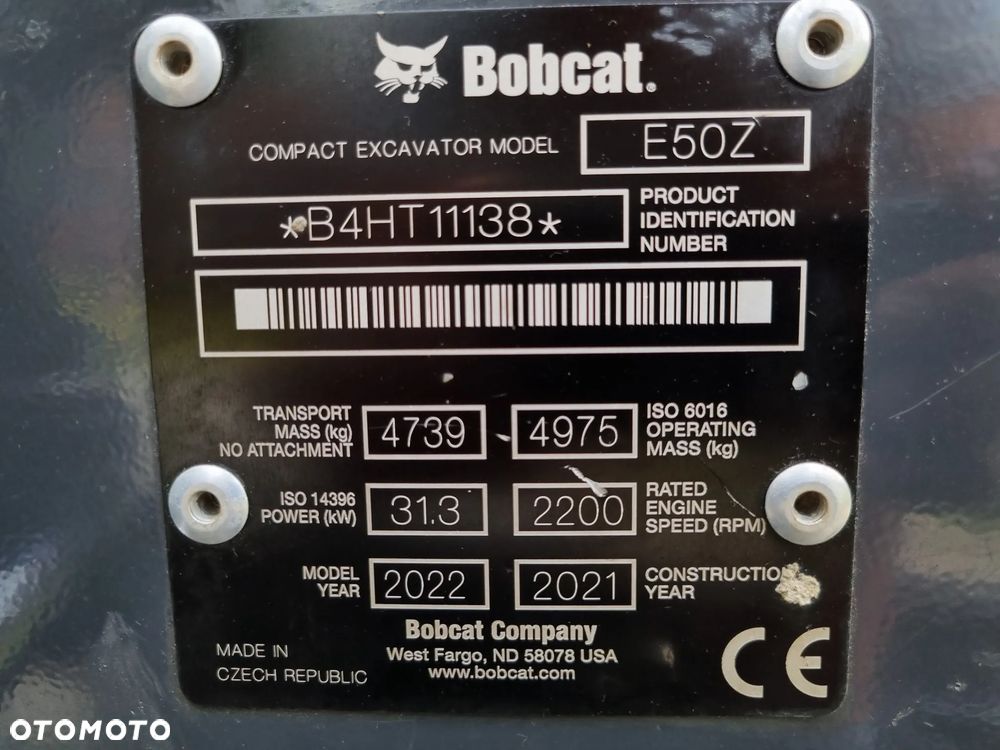 Bobcat E50Z Koparka 5 ton Jak Nowa 2022rok z norwegii 1300mtg Klimatyzacja. uwaga (mały defekt) błąd komunikacji. Silnik perfekt okazyjna cena - 5