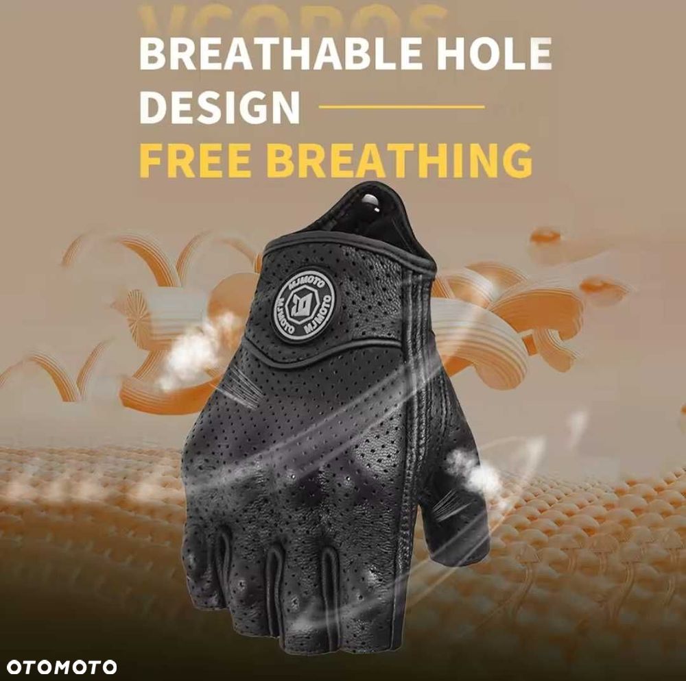 rękawiczki skórzane motocyklowe bez palcy - 5