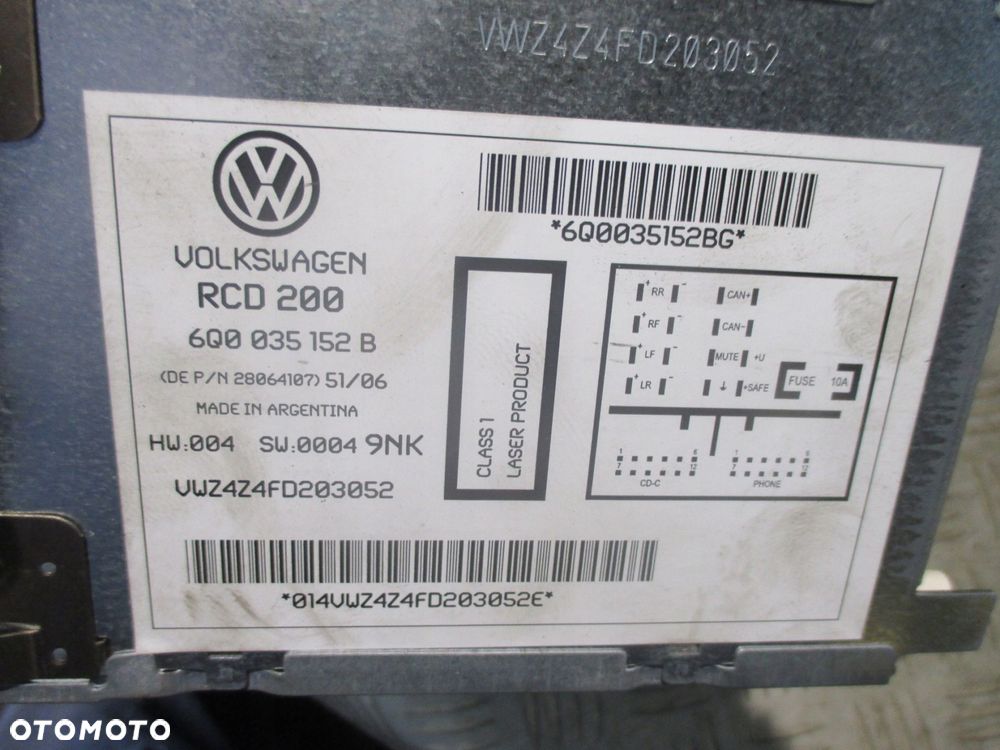 RADIO FABRYCZNE CD 2-Din VW FOX / VW POLO 9N 6Q0035152B - 5