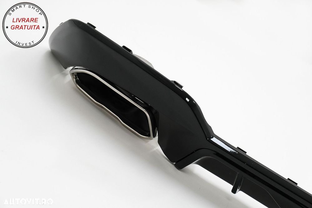 Difuzor Bara Spate Evacuare Dubla si Tobe Ornament Crom BMW Seria 3 G20 G28 Sedan - livrare gratuita - 4