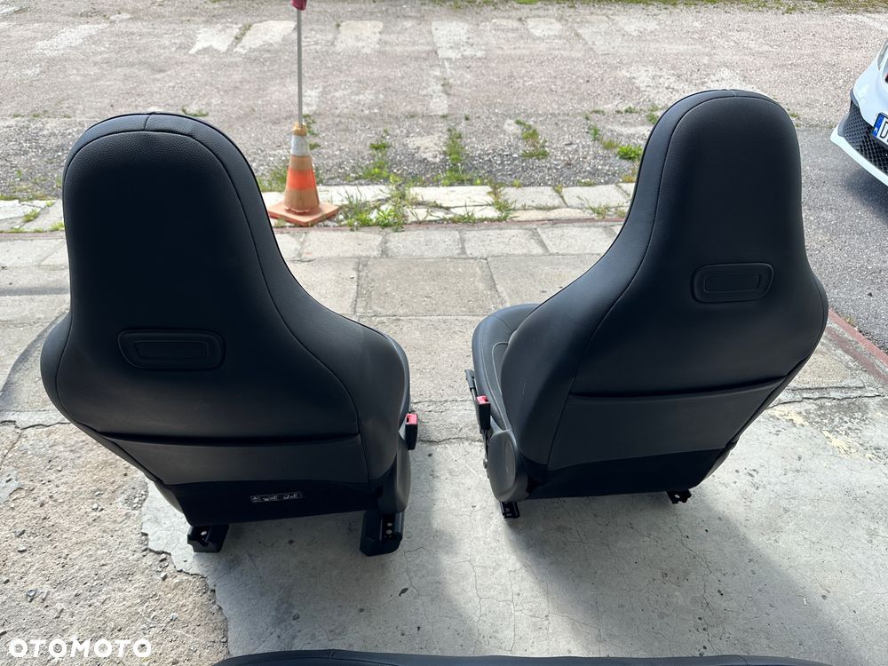 Smart 453 twingo 3  fotel grzany skórzany biała  nić  oparcie iso fix air bag grzany kanapa tył - 13