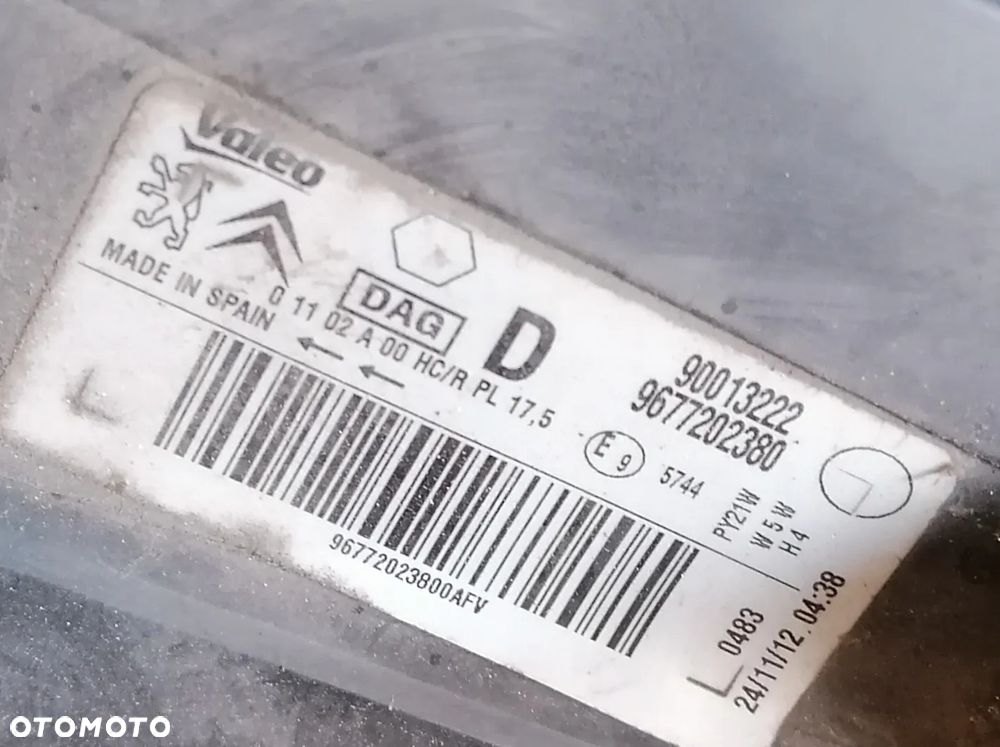 PEUGEOT PARTNER BERLINGO III 13r LAMPA PRAWY PRZÓD 9677202380 EUROPA - 4