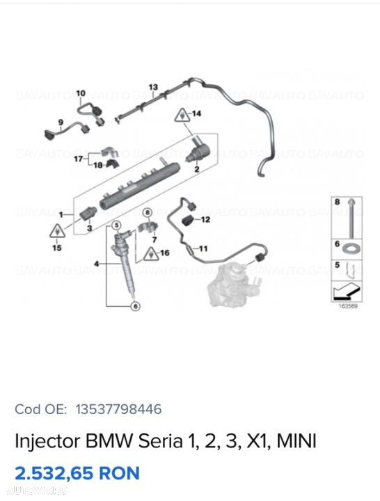 kit injectie bmw mini etc injector injectoare rampa pompa de înaltă presiune senzori regulator 4 injectoare bmw seria 1 e87 118d 116d seria 3 e90 x1 e84 - 2
