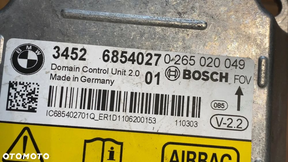 BMW F12 MODUŁ BEZPIECZEŃSTWA JEDNOSTKA STERUJĄCA CZUJNIKIEM PODUSZKI POWIETRZNEJ 6854027 - 3