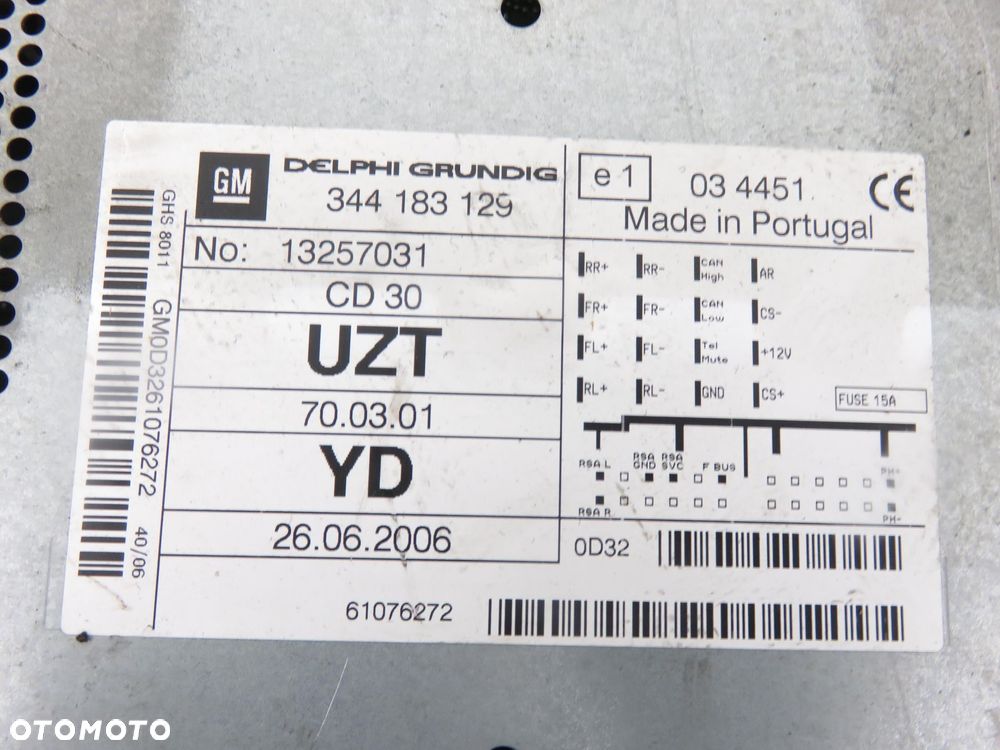 RADIO CD30 OPEL CORSA D 344183129 565412769 13209460 - 9