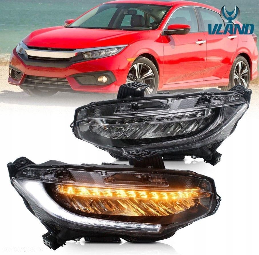reflektor lampa kpl vland full led neon tuning honda civic x 10 2016-2021 - 5