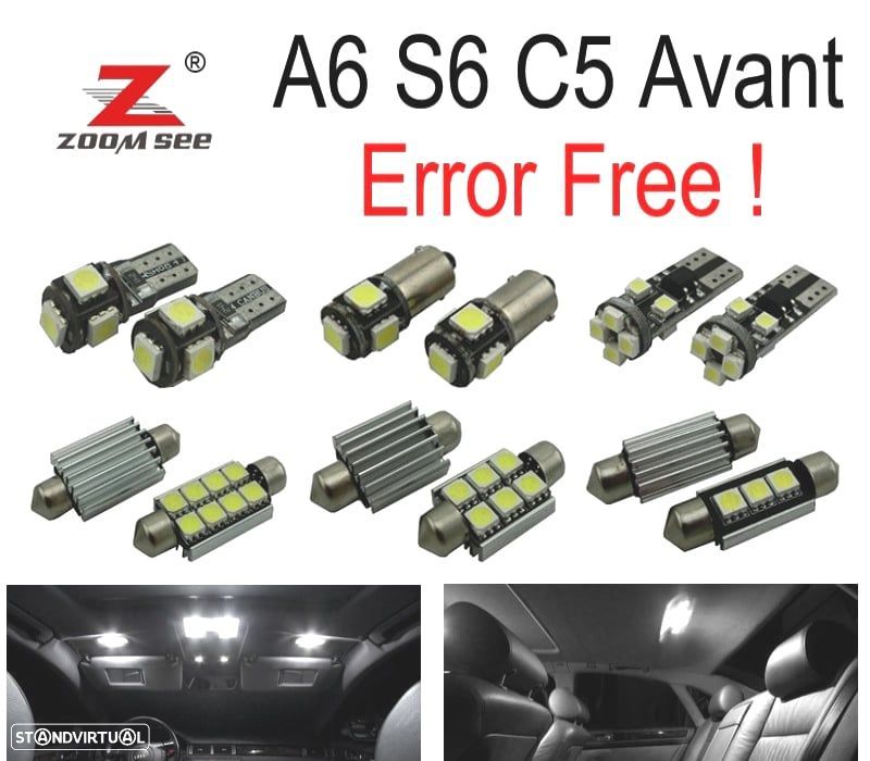KIT COMPLETO DE 26 LÂMPADAS LED INTERIOR PARA AUDI A6 S6 C5 AVANT WAGON 1998-2004 - 1