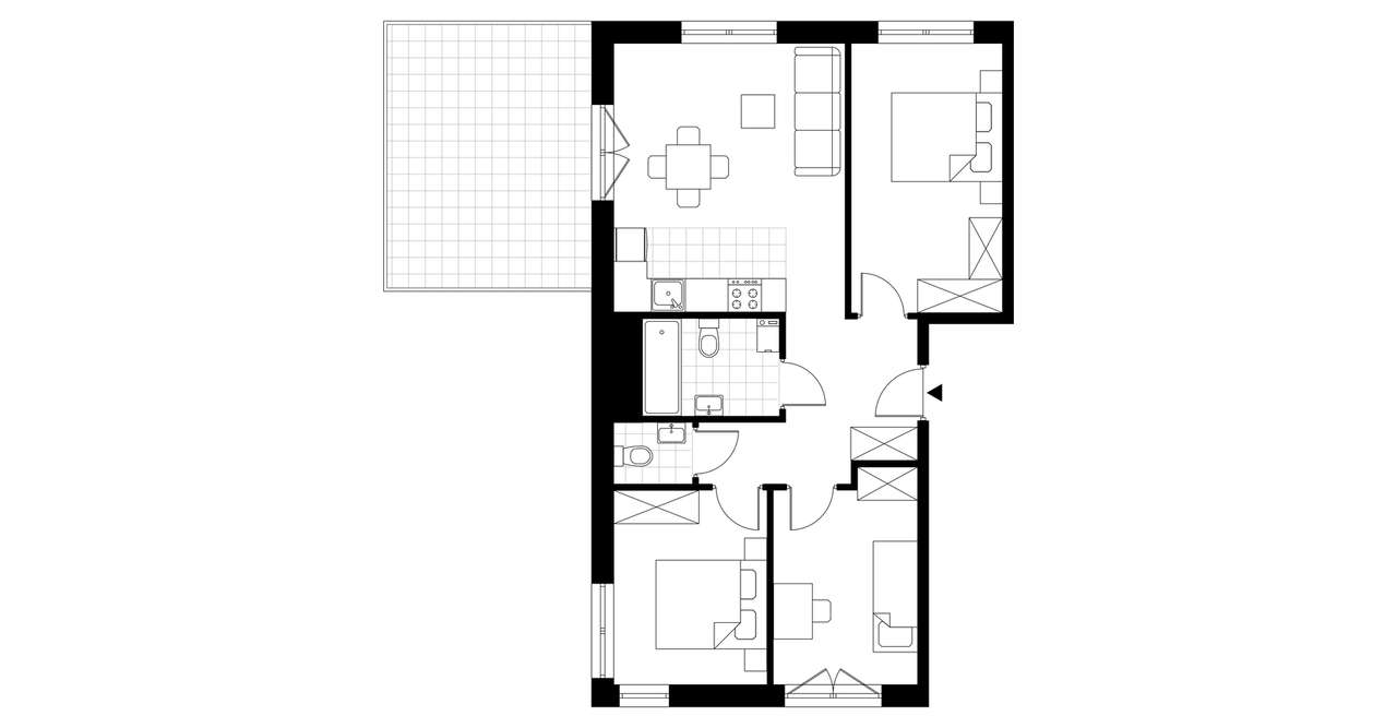 4-pokojowe mieszkanie 64m2 + loggia Bezpośrednio - Pełny obrazek: 4/24