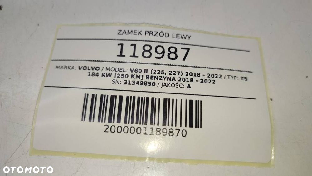 ZAMEK PRZÓD PRZEDNI LEWY DRZWI KLAMKA VOLVO V60 II EU 31349890 31462720 - 8