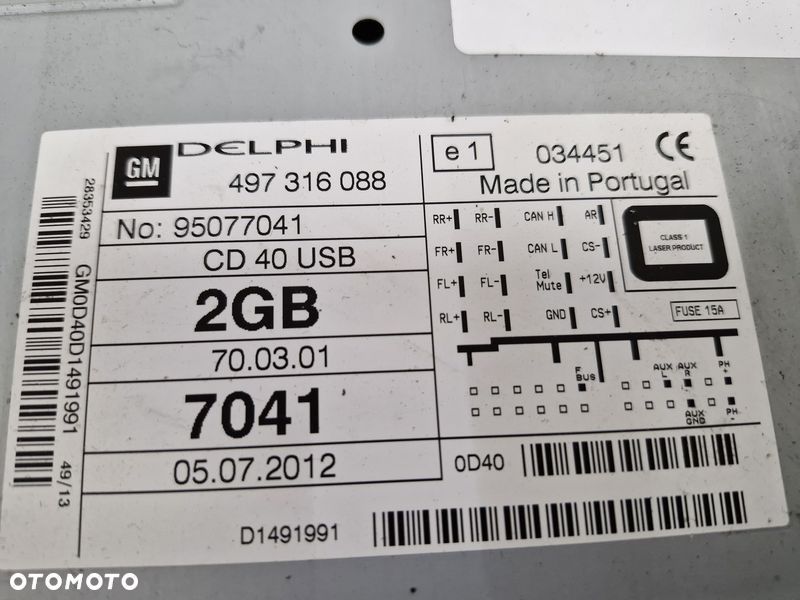 OPEL ANTARA I 1 LIFT RADIO CD40 USB 95077041 - 7