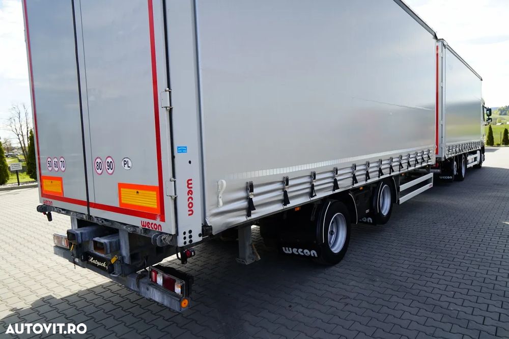 DAF XF 480 / CUPLAJ TANDEM / SSC / MEGA / PUNȚĂ RIDICATĂ / I-PARK COOL / ȘINGURI PENTRU STICLE / REMORCA WECON - 7,70 M / - 15