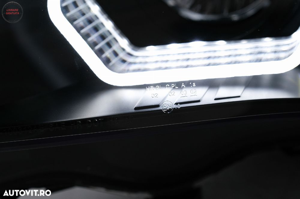 Faruri 3D LED Angel Eyes BMW Seria 5 E60 E61 (2003-2007) LCI Design Negru- livrare gratuita - 6