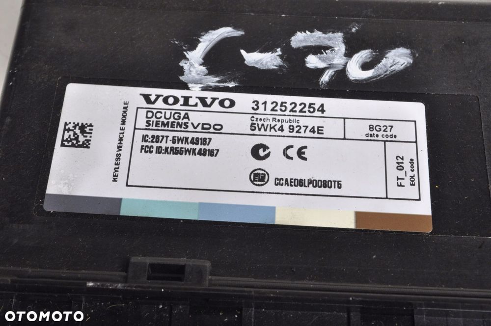 C30 S40 V50 C70 II STEROWNIK KEYLESS 31252254 - 2