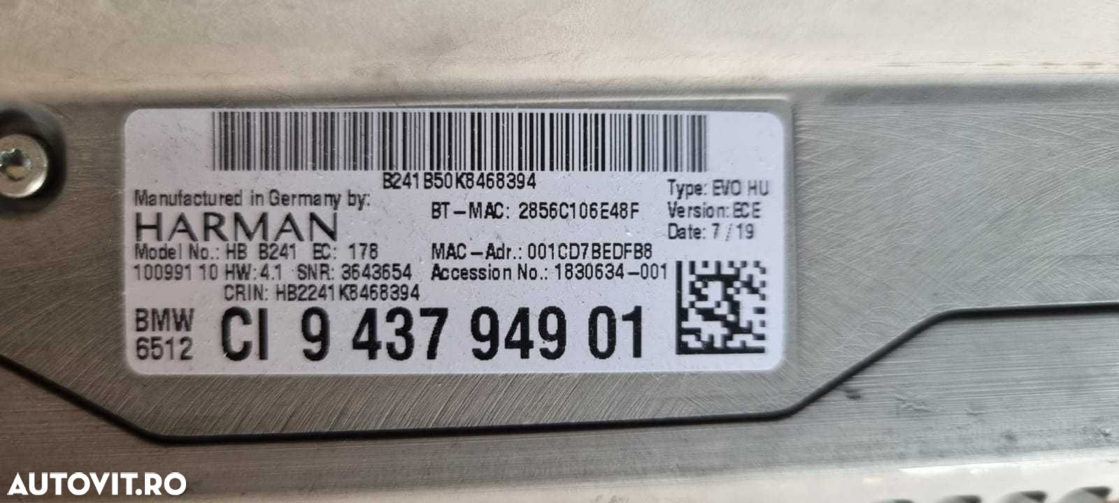 Modul unitate navigatie NBT EVO hu BMW cod 9437949 - 3