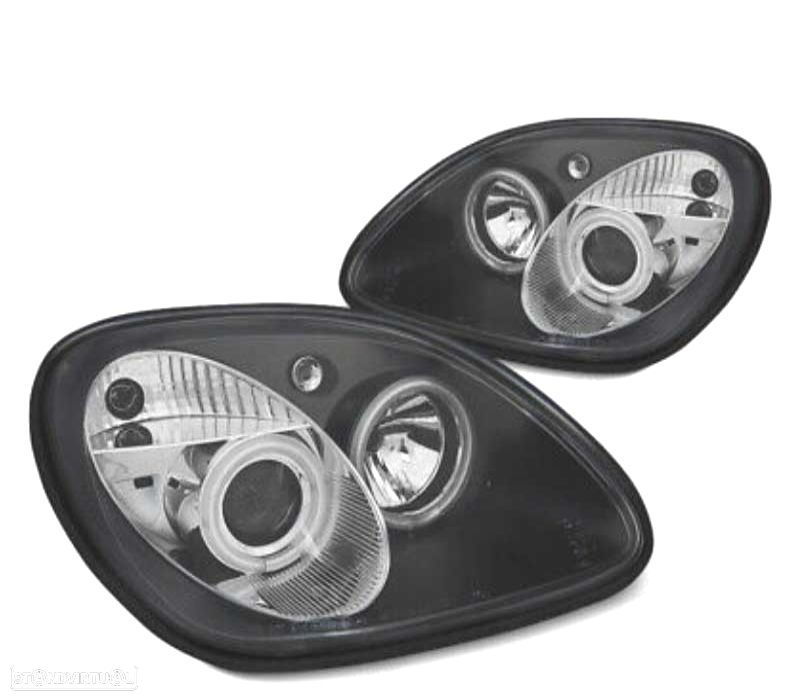 FARÓIS MERCEDES CLASSE SLK R170 96-04 ANGEL EYES CCFL FUNDO NEGRO - 2