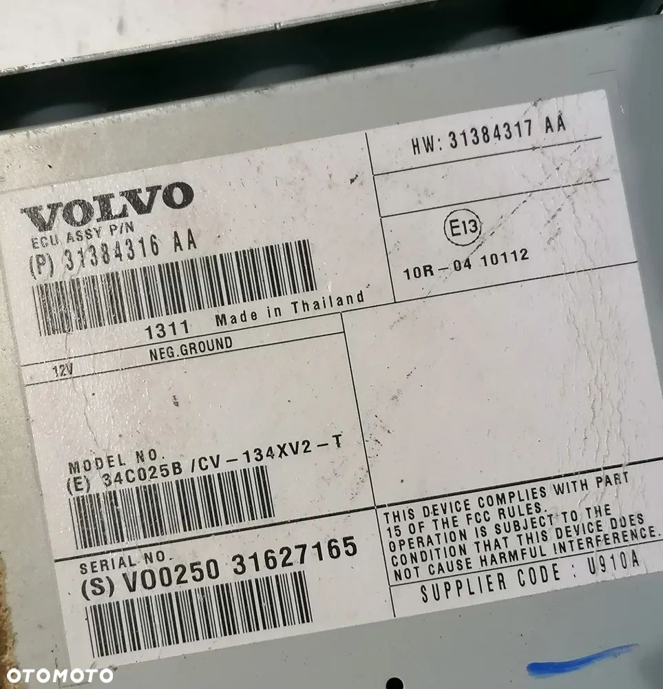 VOLVO V40 II 13r- WZMACNIACZ RADIA 31384316AA - 2