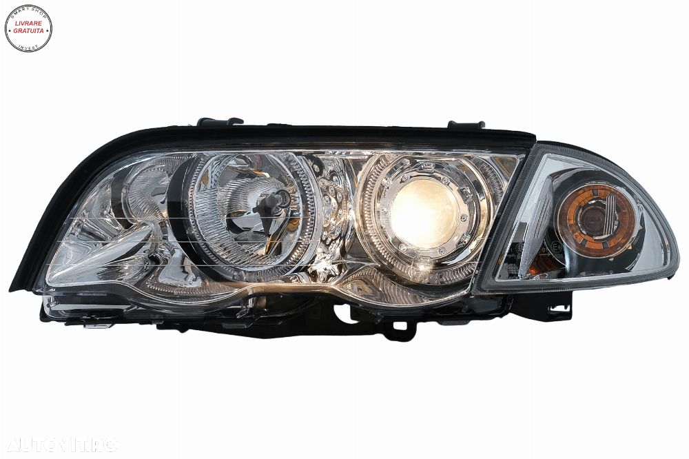 Faruri Angel Eyes BMW Seria 3 E46 Sedan Touring (05.1998-08.2001) Crom- livrare gratuita - 13
