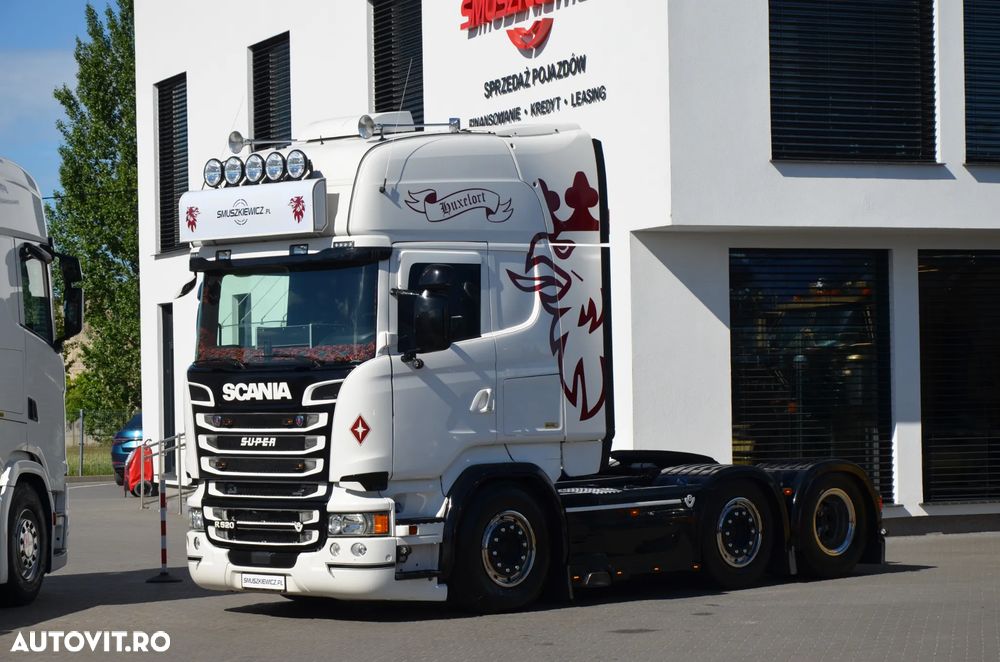 Scania R 520 / V8 / 6x2 PUSHER / SIODŁO PNEUMATYCZNIE REGULOWANE / TOPLINE / FULL AIR / SKÓRA / KLIMA P. / LED / ACC / WAGA / 5628 - 1