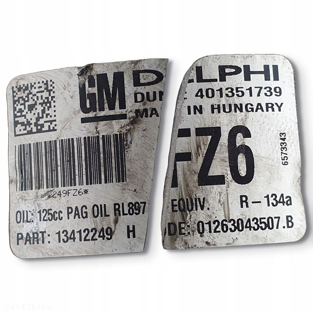 SPRĘŻARKA KLIMATYZACJI Opel Zafira C Astra J 2.0 CDTI 13412249 FZ6 - 2