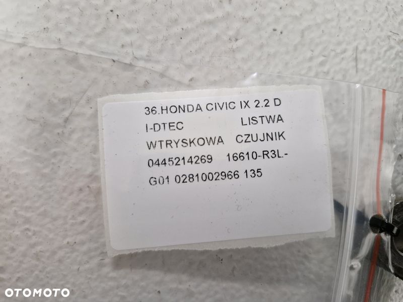 civic ix 2.2 i-dtec listwa wtryskowa paliwa 0445214269 16610-r3l-g01 0281002966 - 7