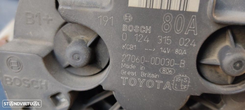 ALTERNADOR TOYOTA AVENSIS SEDAN 2002 -0124315024 - 4