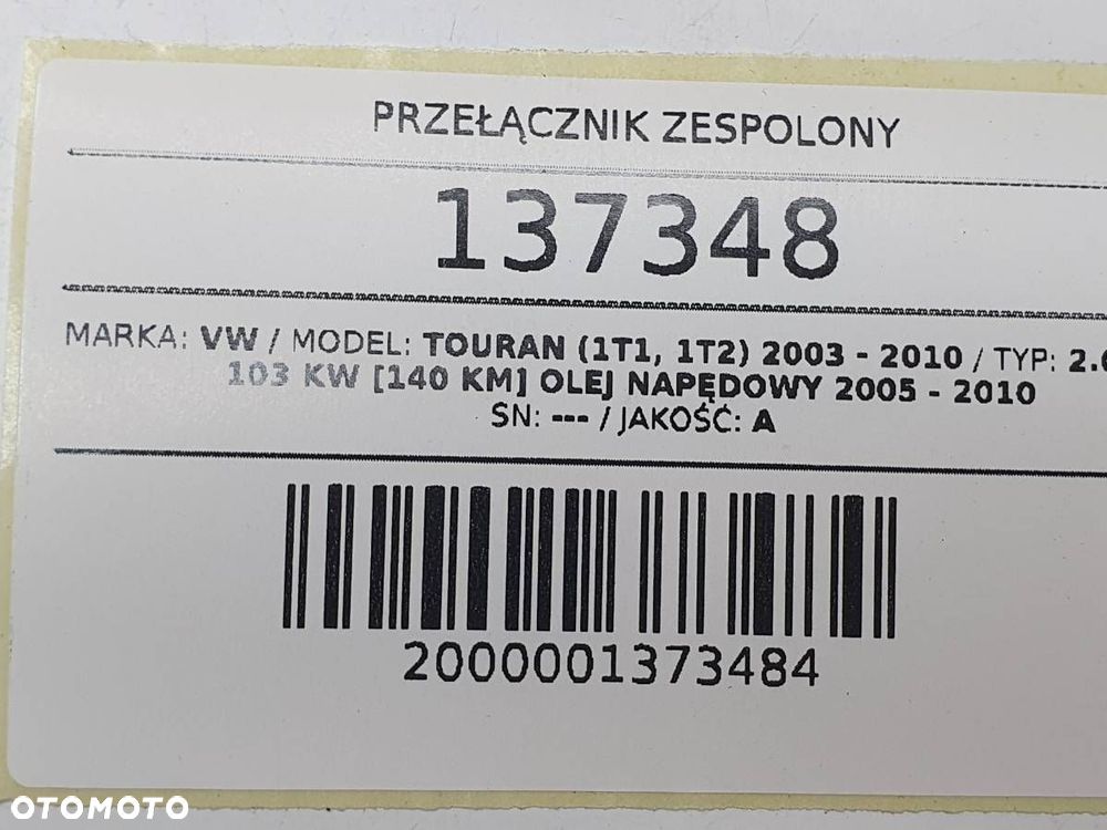 PRZEŁĄCZNIK ZESPOLONY TAŚMA STACYJKA VW TOURAN I 1K0953549AQ 1K0953513G - 10