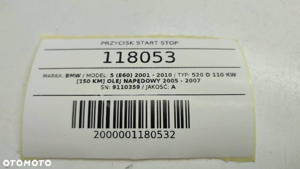 PRZEŁĄCZNIK PRZYCISK START STOP BMW 5 E60 E61 9110359 - 5