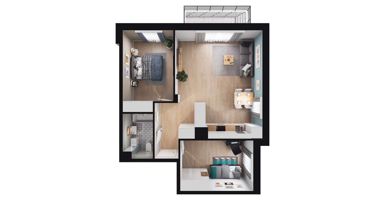 3-pokojowe mieszkanie 60m2 + balkon Bezpośrednio - Pełny obrazek: 2/16