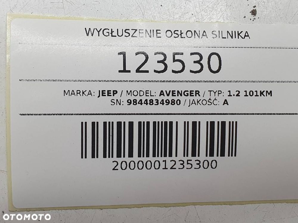 WYGŁUSZENIE MATA OSŁONA SILNIKA 9844834980 JEEP AVENGER - 6