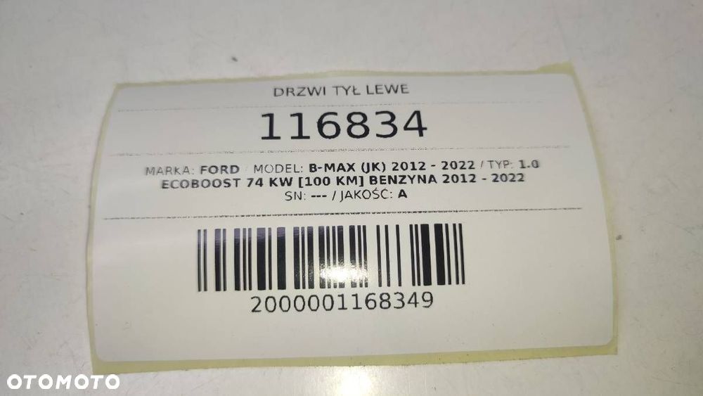 DRZWI TYŁ LEWE KOMPLETNE FORD B-MAX PRZESUWNE WG - 17