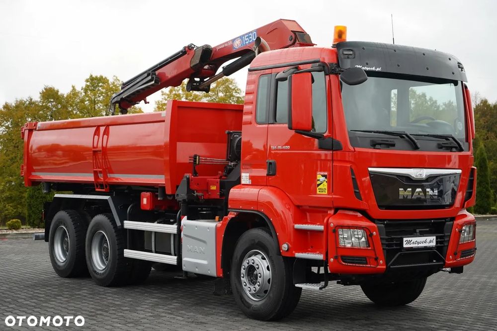 MAN TGS 26.400 / 6x4 / WYWROTKA 2 STRONNA  + HDS HMF 1530 K2  / HYDROBURTA / CHWYTAK / PILOT /  NAVI / - 12