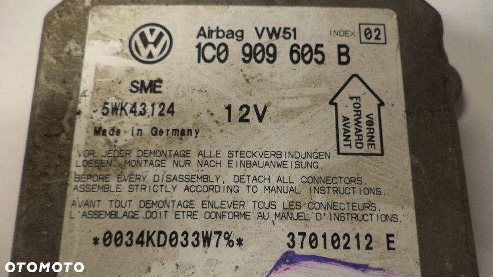 Komputer sterownik AIR BAG VW AUDI 1C0909605B - 2