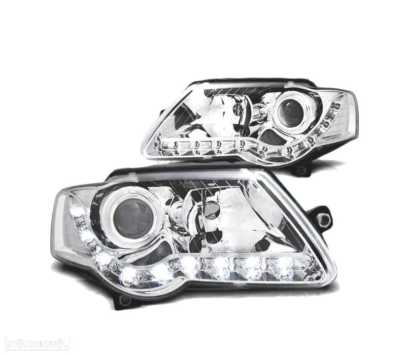 FARÓIS DAYLIGHT PARA VOLKSWAGEN VW PASSAT B6 3C 05-10 CHROME - 1