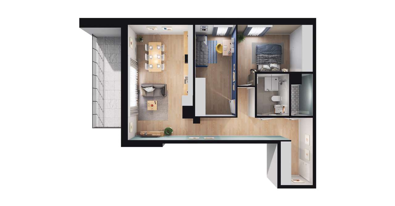 3-pokojowe mieszkanie 70m2 + balkon - Pełny obrazek: 3/12