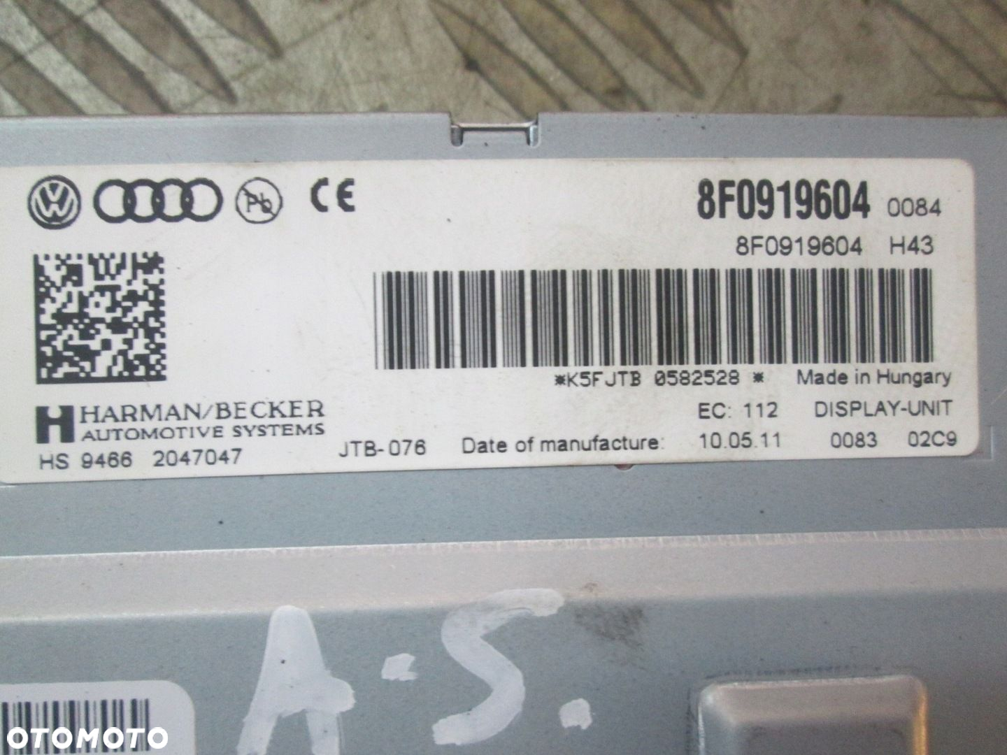 EKRAN WYŚWIETLACZ MONITOR LCD MMI NAVI NAWIGACJI AUDI A5 8T 09- 8F0919604 - 4