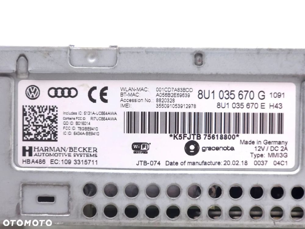 Konsola panel MMI DVD nawigacja radio Audi Q3 8U 8U1035670G - 9