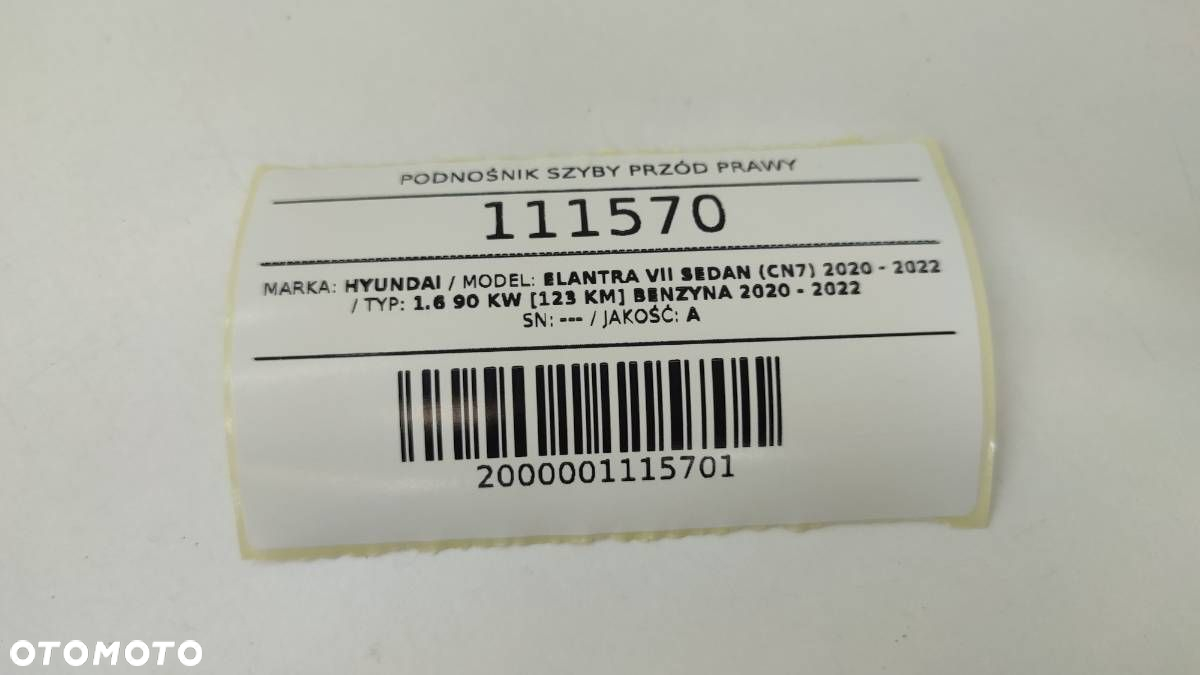 PODNOŚNIK SILNICZEK SZYBY PRZÓD PRAWY HYUNDAI ELANTRA VII EU 82480-AA710 - 6