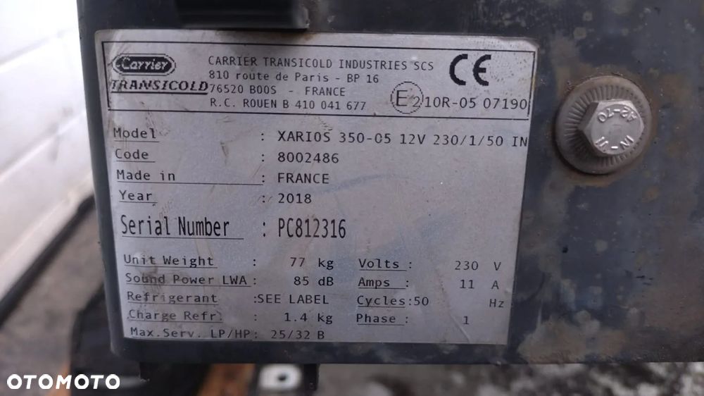 AGREGAT CHŁODNICZY CHŁODNIA CARRIER XARIOS 350 NO 925/058 - 5