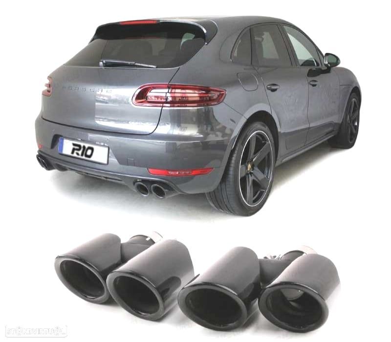 PONTEIRAS DE ESCAPE PARA PORSCHE MACAN 95B 14-17 LOOK GTS PRETO - 1