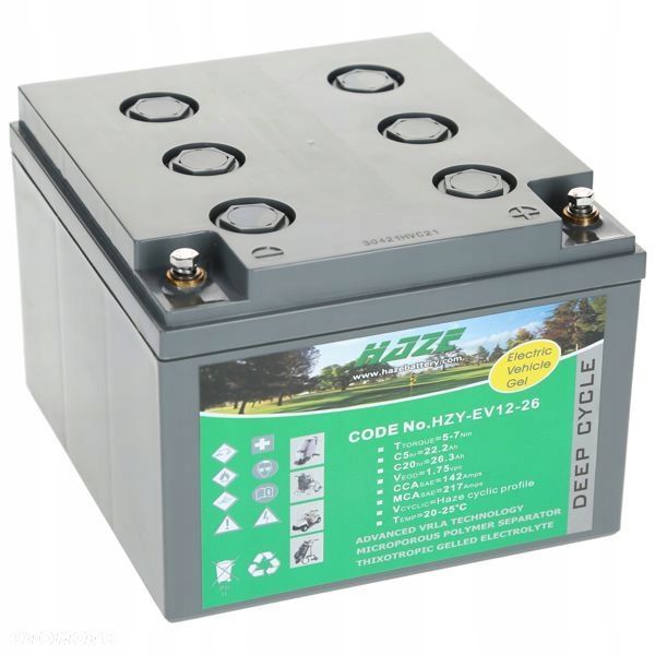 Akumulator HAZE HZY EV 12 - 26 GEL 26Ah 178168124 - 9,2 kg - 1