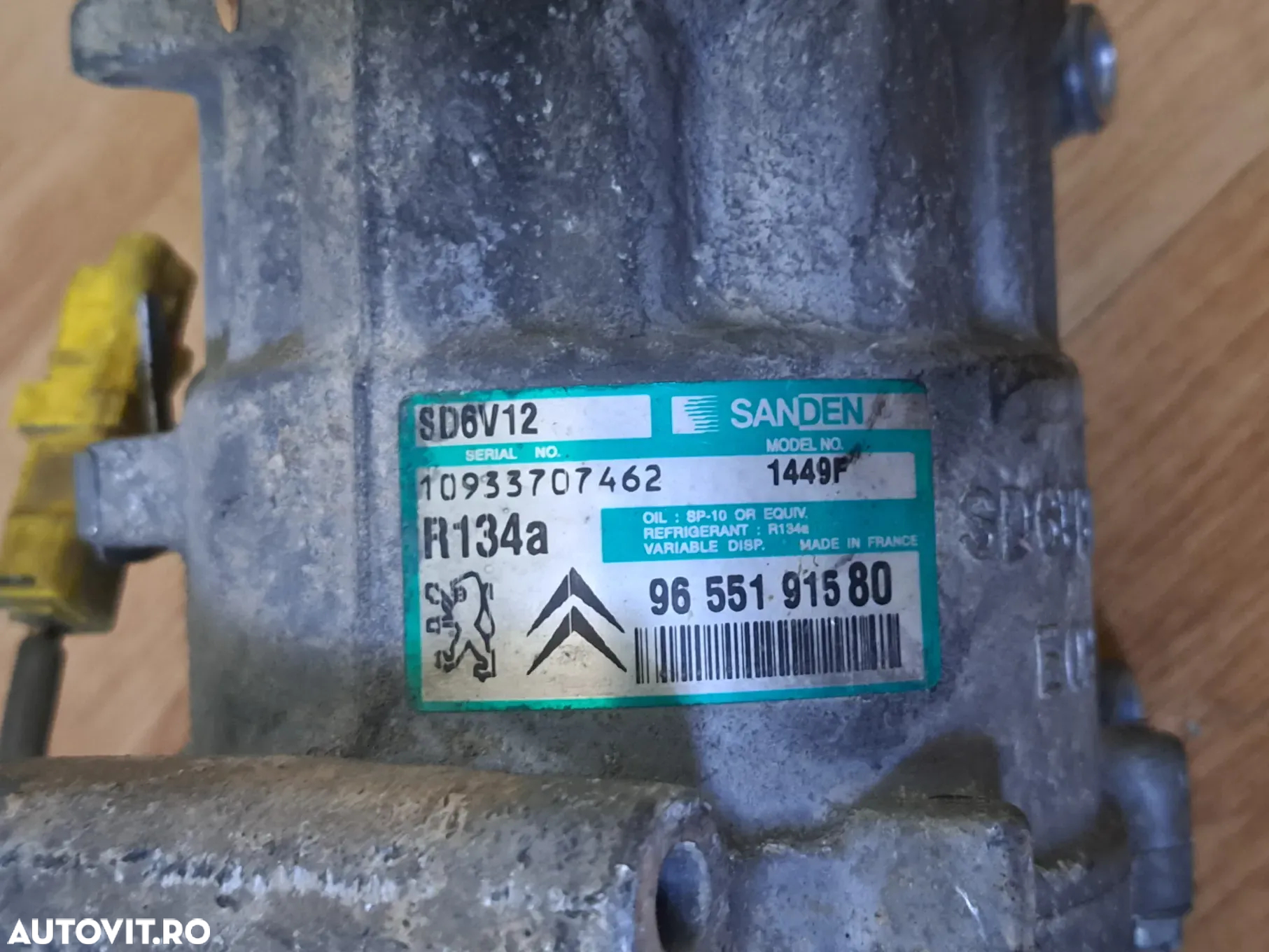 Compresor clima ac aer conditionat original Sanden 6PK Citroen C2 C3 Berlingo Xsara Peugeot 206 206CC 307CC 406 807 Partner - 4