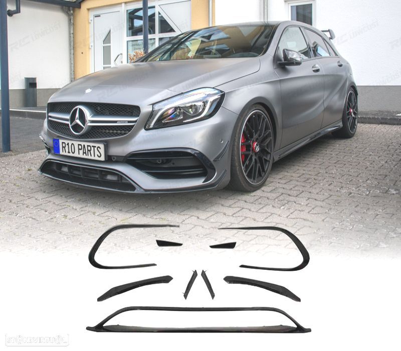 SPOILER LIP FRONTAL MERCEDES CLA W117 LOOK AMG A45 16-PRETO - 1