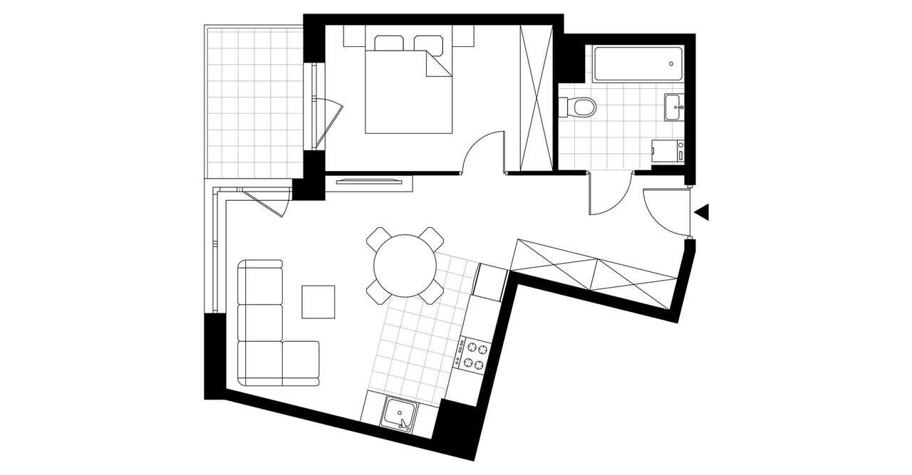 2-pokojowe mieszkanie 42m2 + loggia Bezpośrednio - Pełny obrazek: 3/16