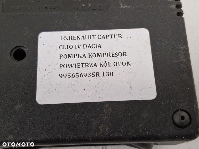 RENAULT CAPTUR CLIO IV DACIA POMPKA KOMPRESOR POWIETRZA KÓŁ OPON 995656935R - 9