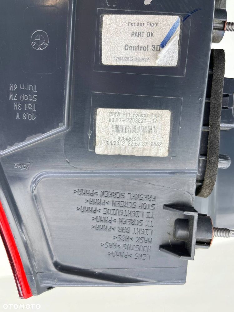BMW 5 F11 PRAWA LAMPA TYŁ W BŁOTNIK LED 7203234 - 6