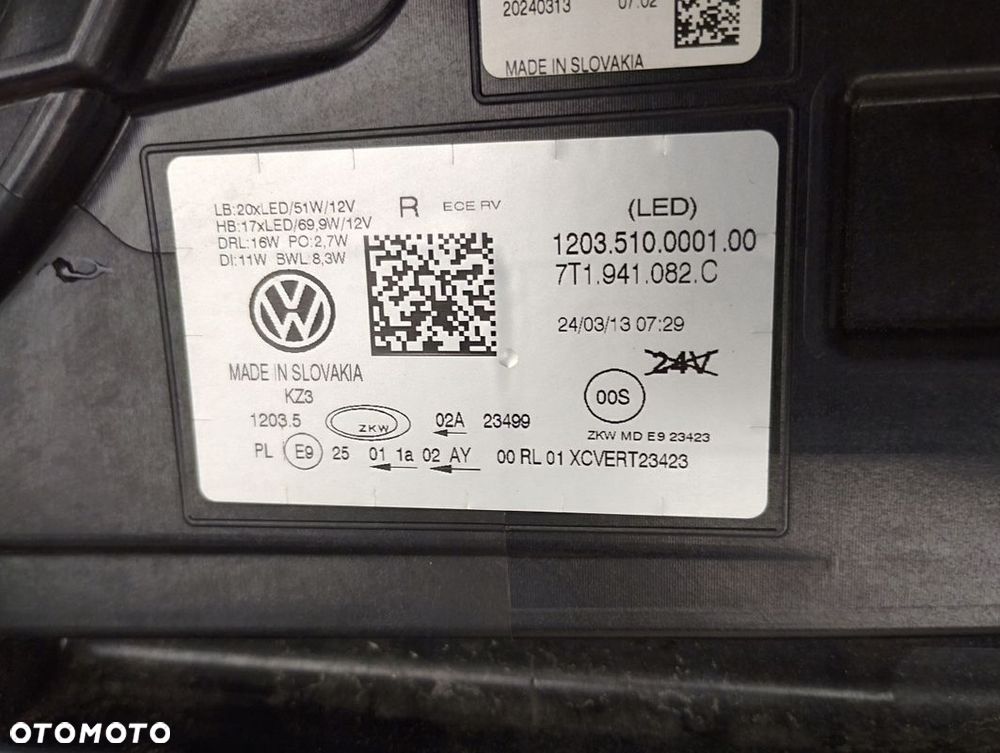 Lampa prawa Full LED IQ VW T7 7T 7T1 7T1941082C - 8