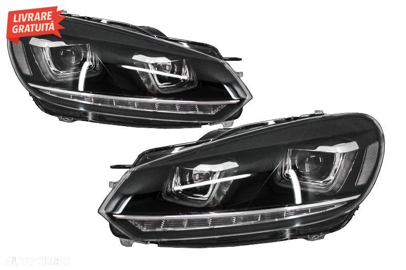 Faruri LED VW Golf 6 VI (2008-2013) Design Golf 7 3D U Design Semnal L - 2