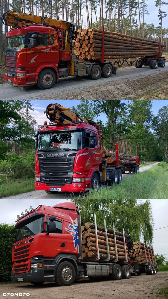 Scania R580 V8 2016r Scania R560 V8 2014r Scania R500 V8 2013r do drewna drzewa lasu dłużycy kłody dźwig epsilon loglift wózek doll huttner przyczepa do transportu drewna - 1