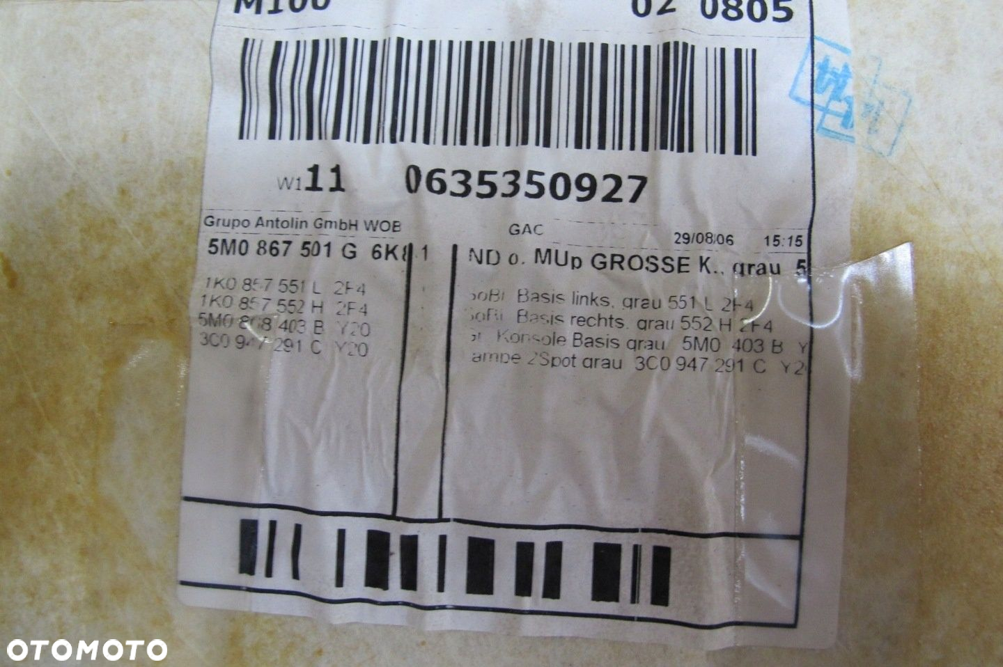VW GOLF PLUS 5M1 5 V PODSUFITKA SUFIT 5M0867501G - 9