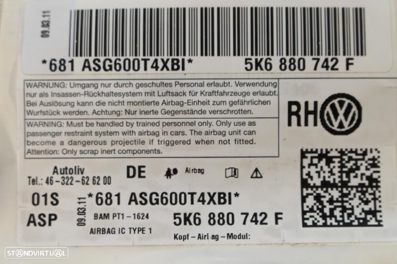 Airbags De Cortina Volkswagen Golf Vi (5K1)  5K6880742f / 5K6880741f - 8